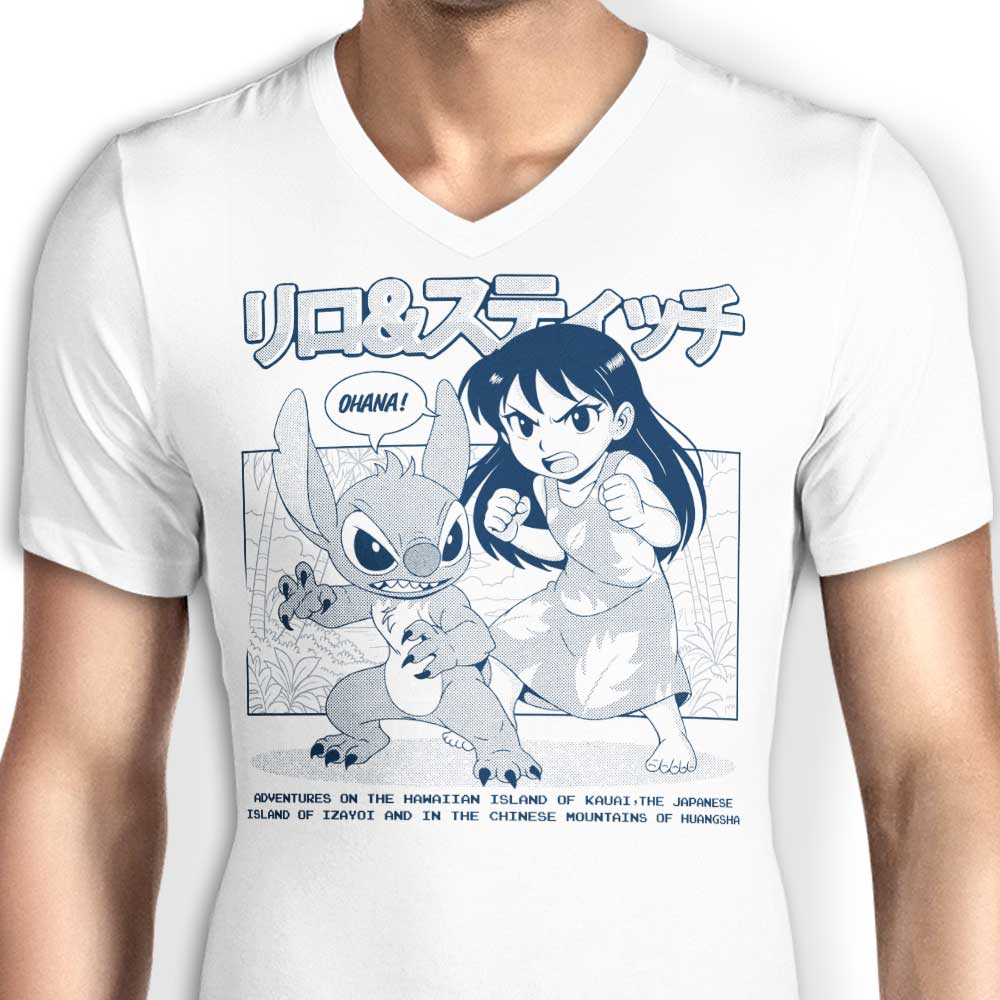 Ohana Manga Men's V-Neck - Adult & Kids T-Shirts, Sweatshirts & Hoodies apparel design preview 2