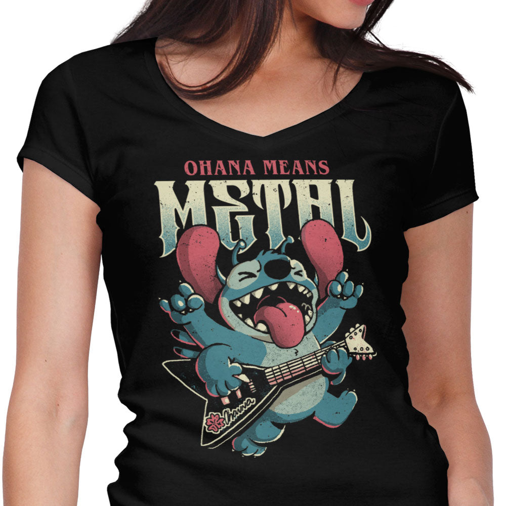 Ohana Means Metal Women's V-Neck - Adult & Kids T-Shirts, Sweatshirts & Hoodies apparel design preview 1