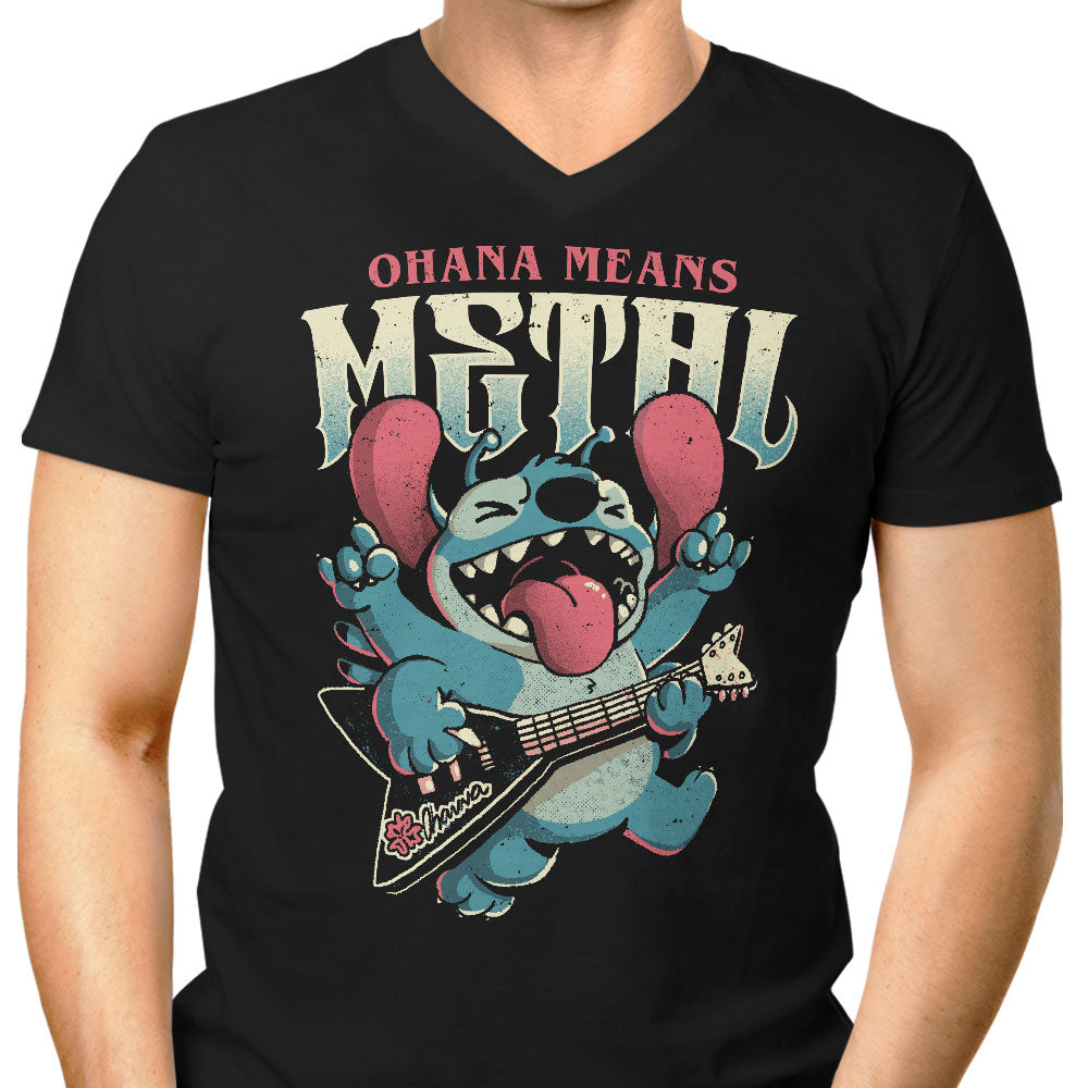 Ohana Means Metal Men's V-Neck - Adult & Kids T-Shirts, Sweatshirts & Hoodies apparel design preview 1