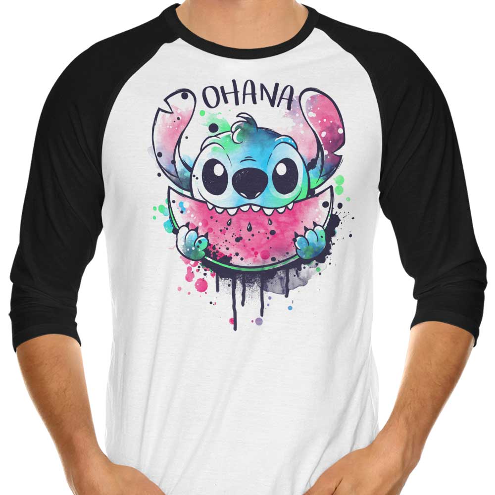 Ohana Watercolormelon 3/4 Sleeve Raglan - Adult & Kids T-Shirts, Sweatshirts & Hoodies apparel design preview 1