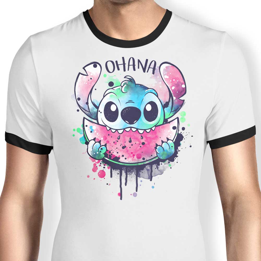 Ohana Watercolormelon Ringer - Adult & Kids T-Shirts, Sweatshirts & Hoodies apparel design preview 1