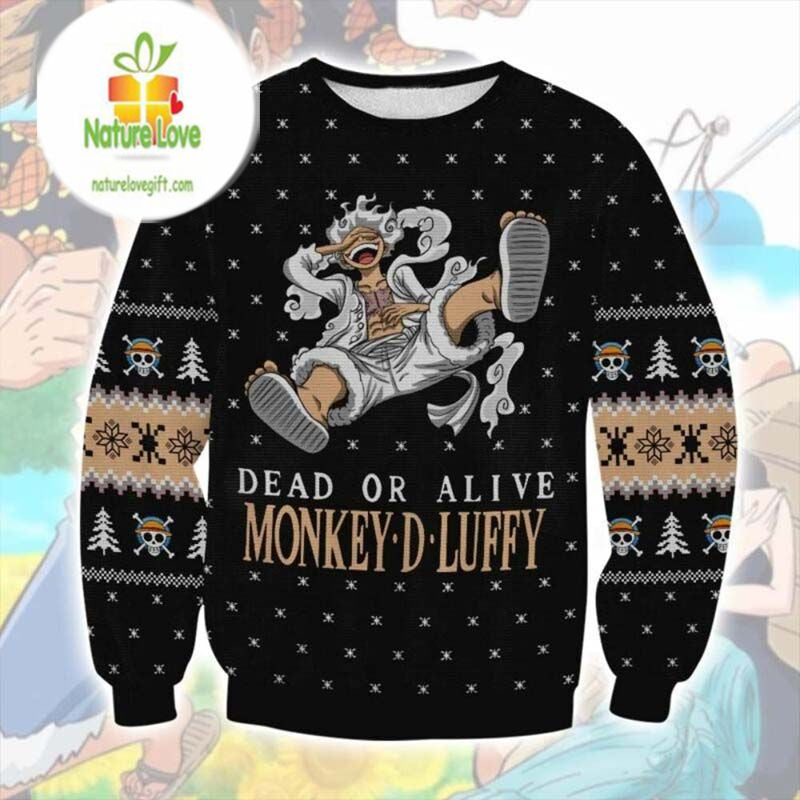 One Piece Dead or Alive Monkey D Luffy One Piece Ugly Christmas Sweater product image