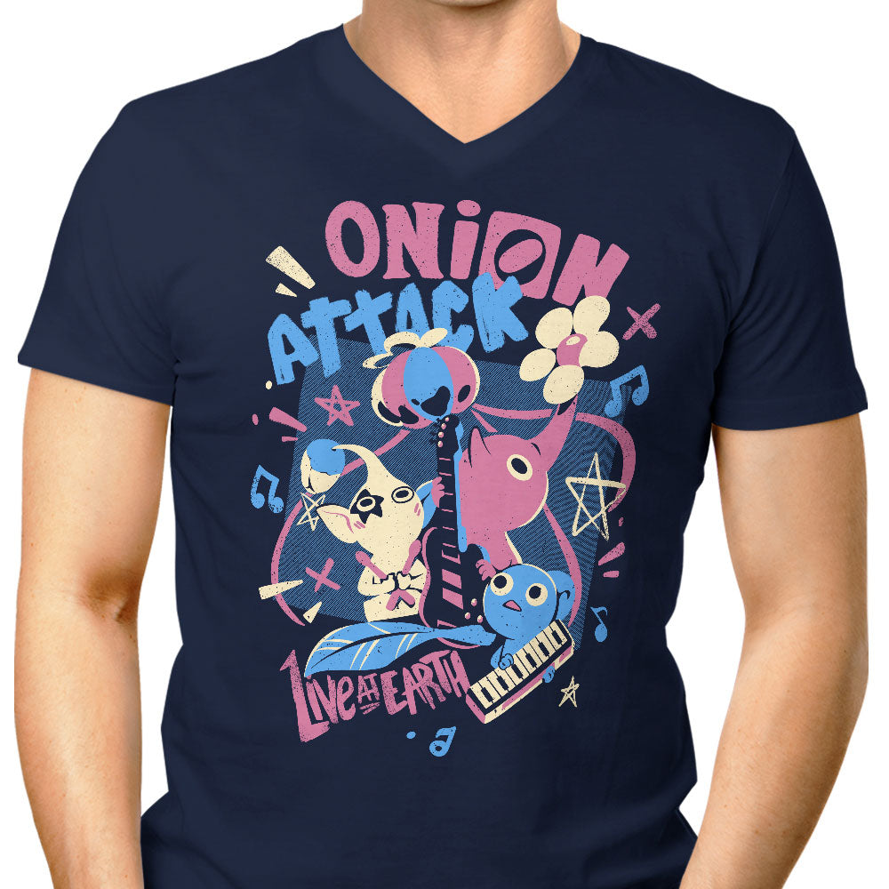 Onion Attack Men's V-Neck - Adult & Kids T-Shirts, Sweatshirts & Hoodies apparel design preview 1