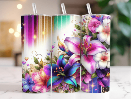 Beautiful Orchids 20 oz Skinny Tumbler Cup With Straw - Adult & Kids T-Shirts, Sweatshirts & Hoodies apparel design preview 1