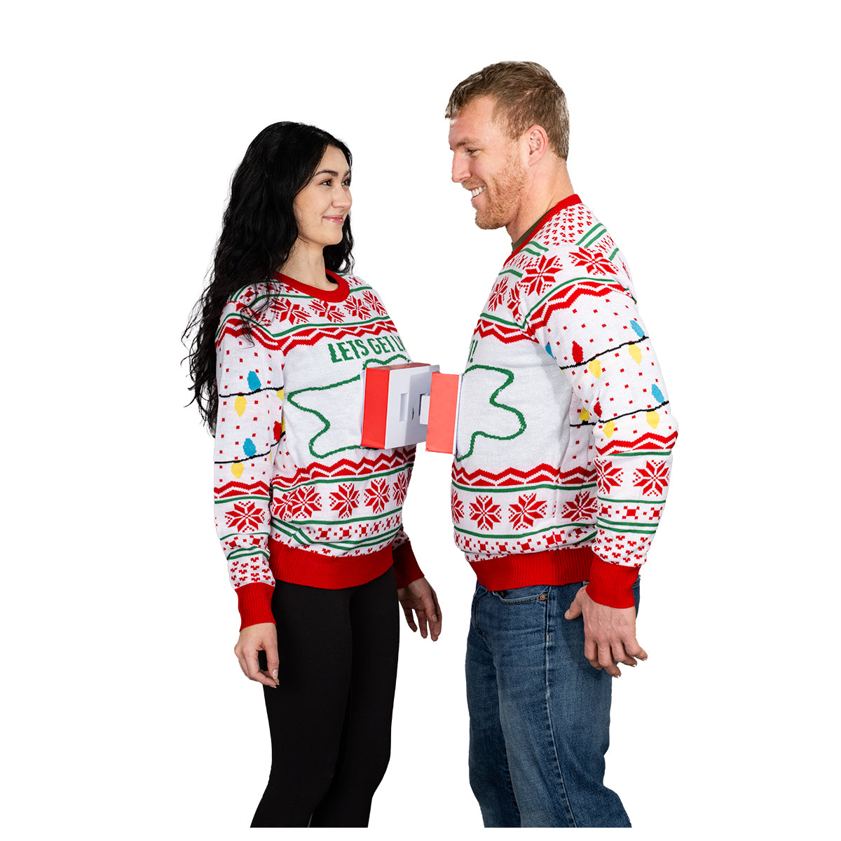 3D Outlet and Plug Socket Matching Couples Ugly Christmas Sweater product image 3