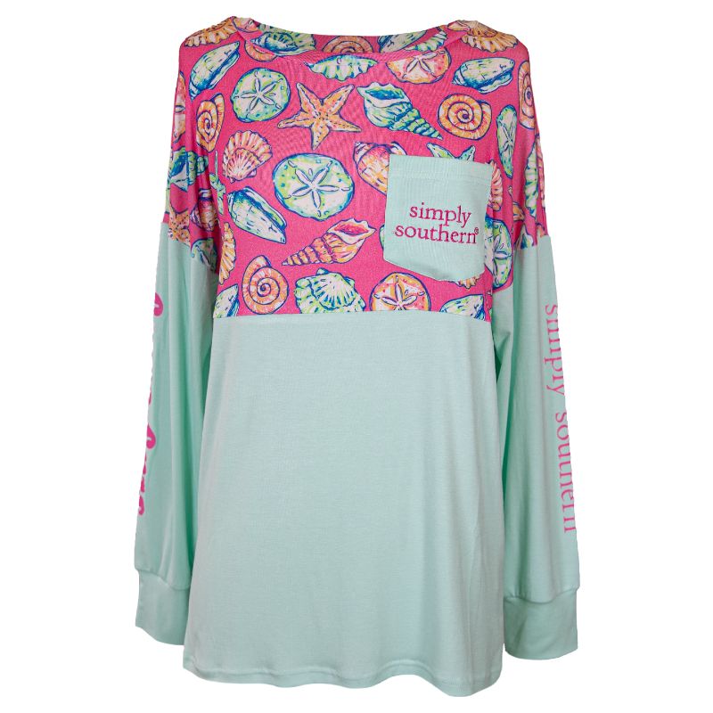 Simply Southern Preppy Sea Shells Beach Jersey - Adult & Kids T-Shirts, Sweatshirts & Hoodies apparel design preview 2