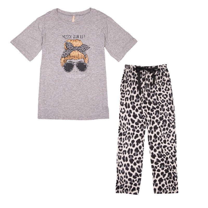 Simply Southern Messy Bun PJ Pants Set - Adult & Kids T-Shirts, Sweatshirts & Hoodies apparel design preview 1