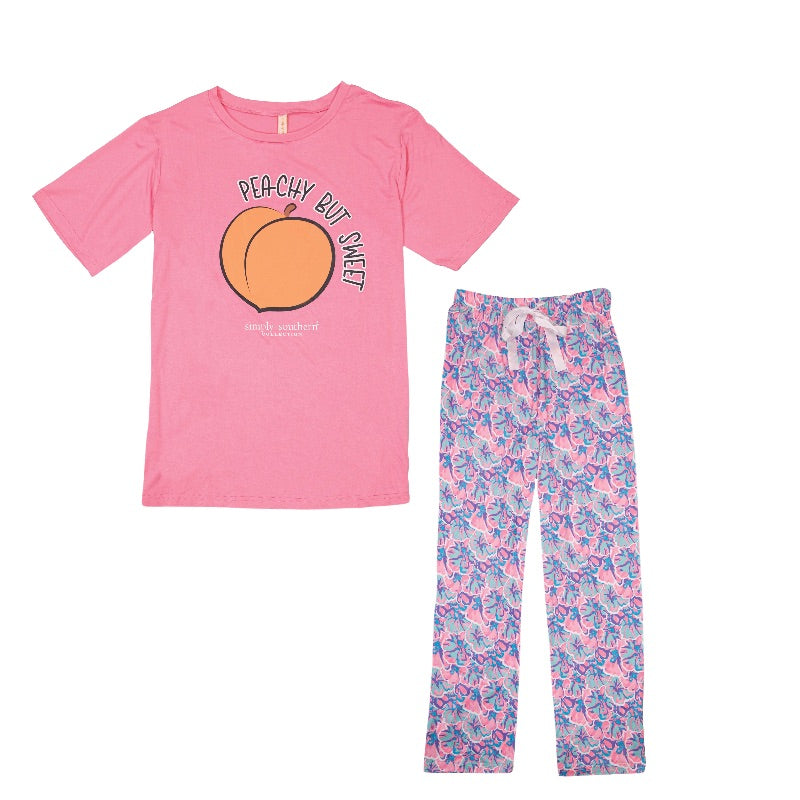 Simply Southern Peachy Sweet PJ Pants Set - Adult & Kids T-Shirts, Sweatshirts & Hoodies apparel design preview 1