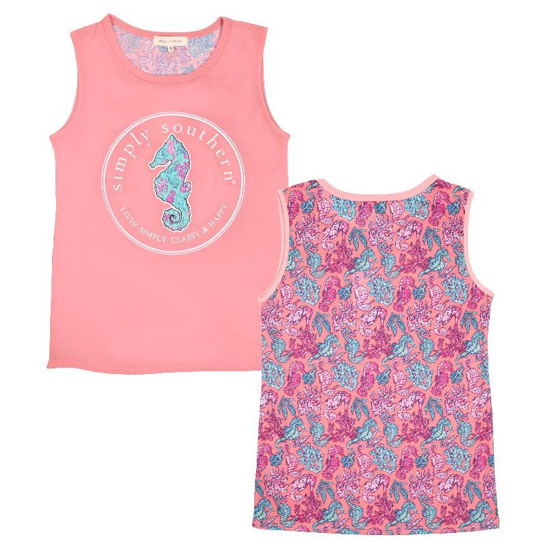 Simply Southern Preppy Seahorse Beach Tank Top - Adult & Kids T-Shirts, Sweatshirts & Hoodies apparel design preview 2