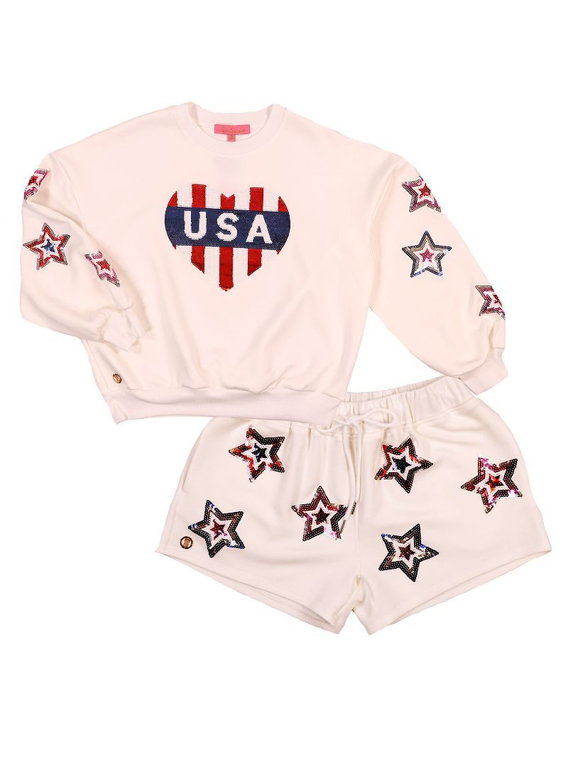Simply Southern USA Sequins Shorts Sweater Set - Adult & Kids T-Shirts, Sweatshirts & Hoodies apparel design preview 2