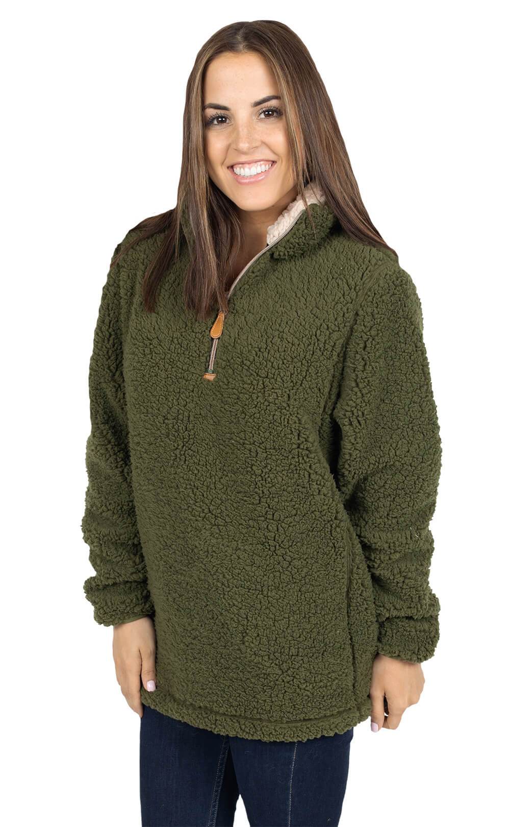 Simply Southern Preppy Sherpa Army Green Jacket - Adult & Kids T-Shirts, Sweatshirts & Hoodies apparel design preview 1