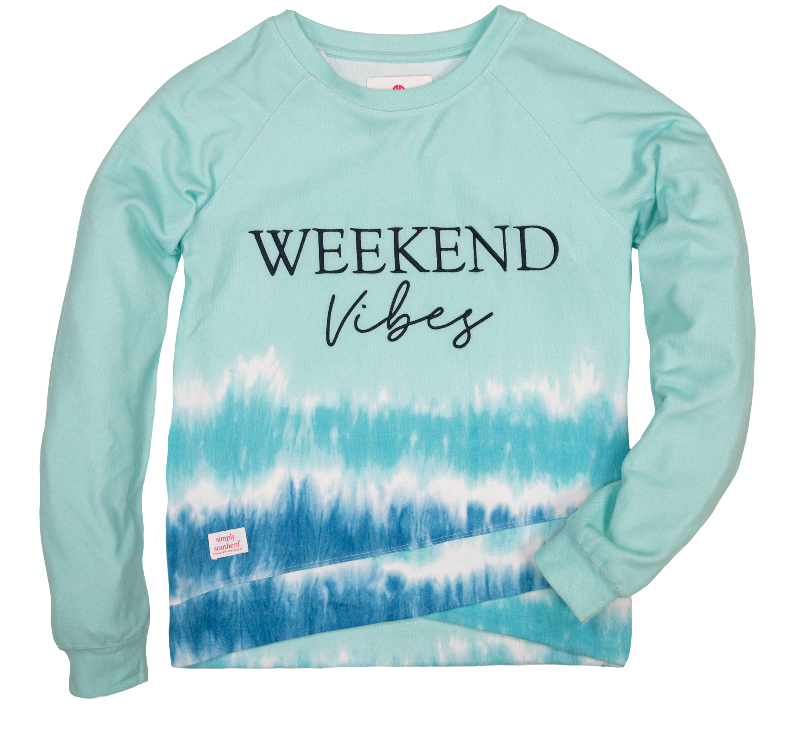 SALE Simply Southern Weekend Vibes Stripe Tiedye Crew - Adult & Kids T-Shirts, Sweatshirts & Hoodies apparel design preview 1