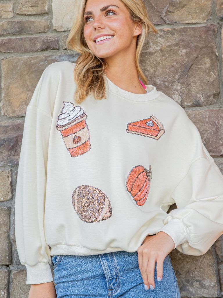 Simply Southern Pumpkin Fall Sequins Crew - Adult & Kids T-Shirts, Sweatshirts & Hoodies apparel design preview 1
