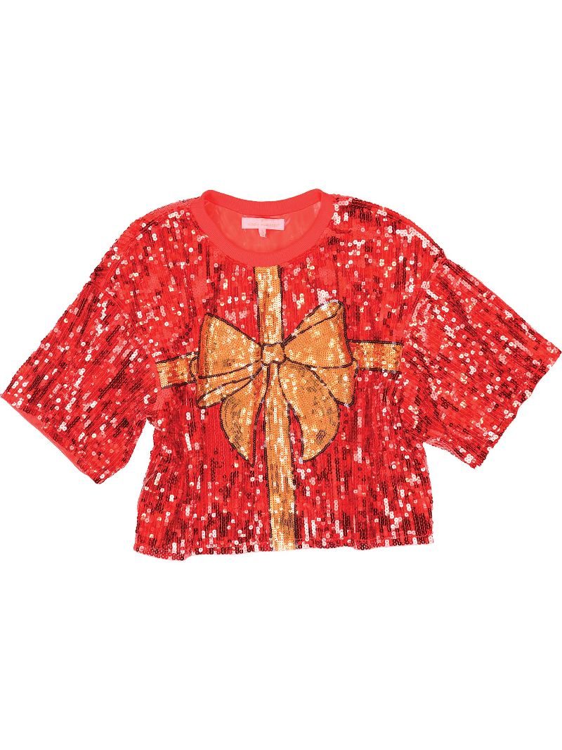 Simply Southern Preppy Sequins Holiday Bow Top - Adult & Kids T-Shirts, Sweatshirts & Hoodies apparel design preview 2