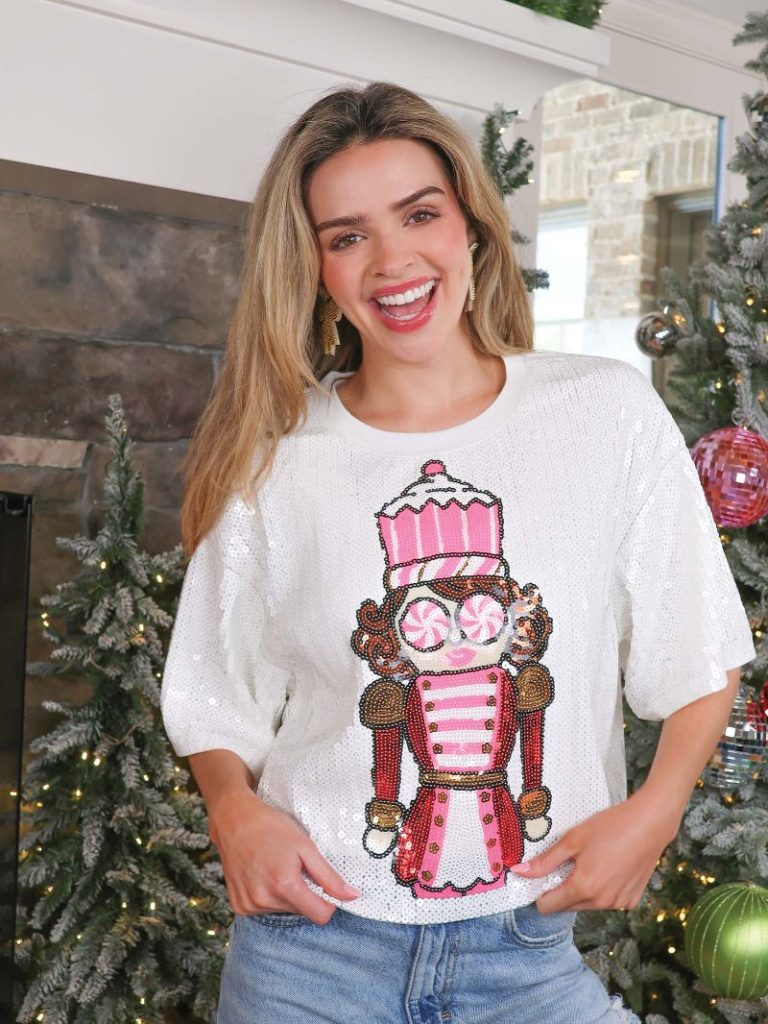 Simply Southern Preppy Sequins Nutcracker Holiday Top - Adult & Kids T-Shirts, Sweatshirts & Hoodies apparel design preview 1