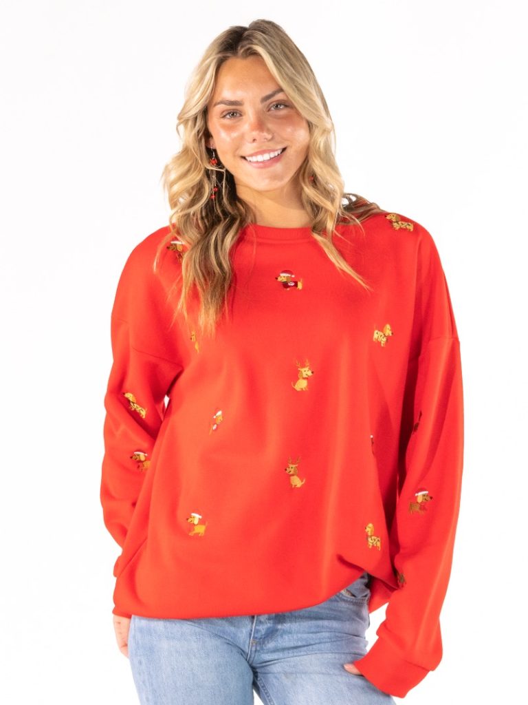 Simply Southern 0226 Dog Holiday Embroidered Crew - Adult & Kids T-Shirts, Sweatshirts & Hoodies apparel design preview 2