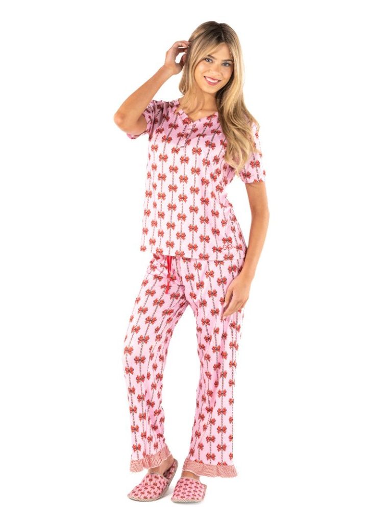 Simply Southern 0226 Mint Bow Holiday PJ Pants Top - Adult & Kids T-Shirts, Sweatshirts & Hoodies apparel design preview 2