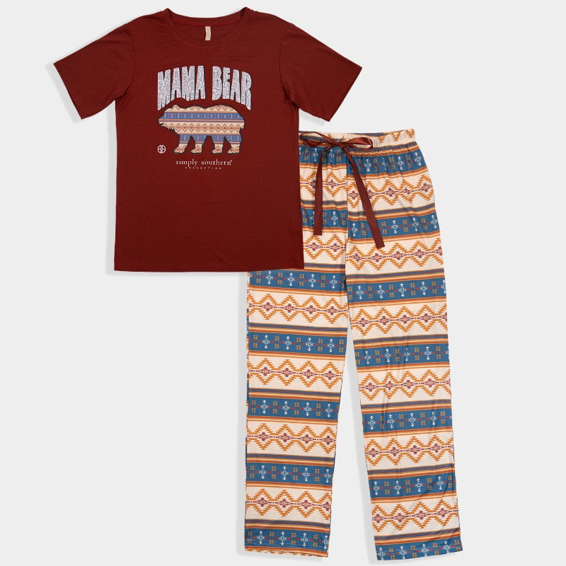 Simply Southern Mama Bear PJ Pants Set - Adult & Kids T-Shirts, Sweatshirts & Hoodies apparel design preview 1