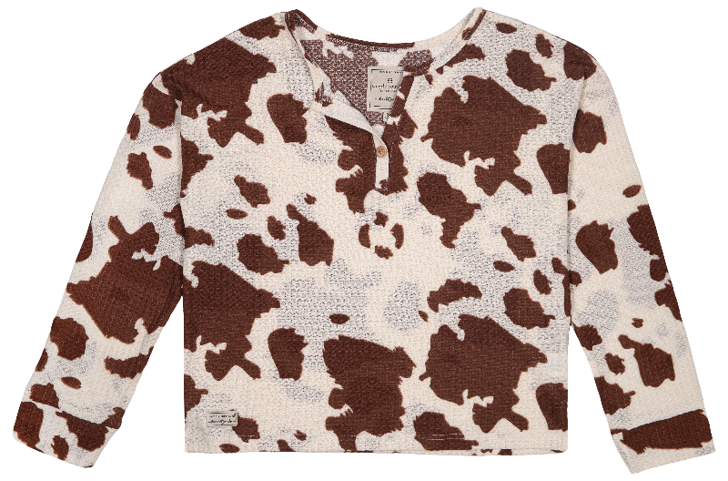 SALE Simply Southern Cow Waffle Knit Henley - Adult & Kids T-Shirts, Sweatshirts & Hoodies apparel design preview 1