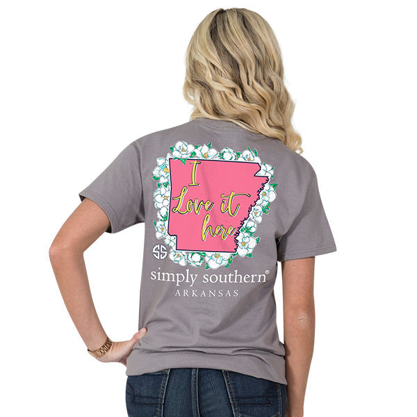 Simply Southern Arkansas State I Love it Here Home - Adult & Kids T-Shirts, Sweatshirts & Hoodies apparel design preview 1