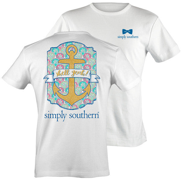 SALE Simply Southern Preppy Shell Yea Gold Anchor - Adult & Kids T-Shirts, Sweatshirts & Hoodies apparel design preview 1