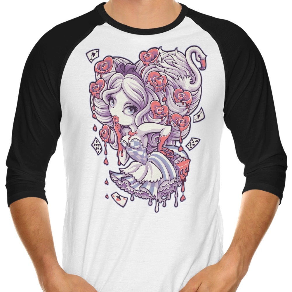 Painting the Roses Red 3/4 Sleeve Raglan - Adult & Kids T-Shirts, Sweatshirts & Hoodies apparel design preview 1