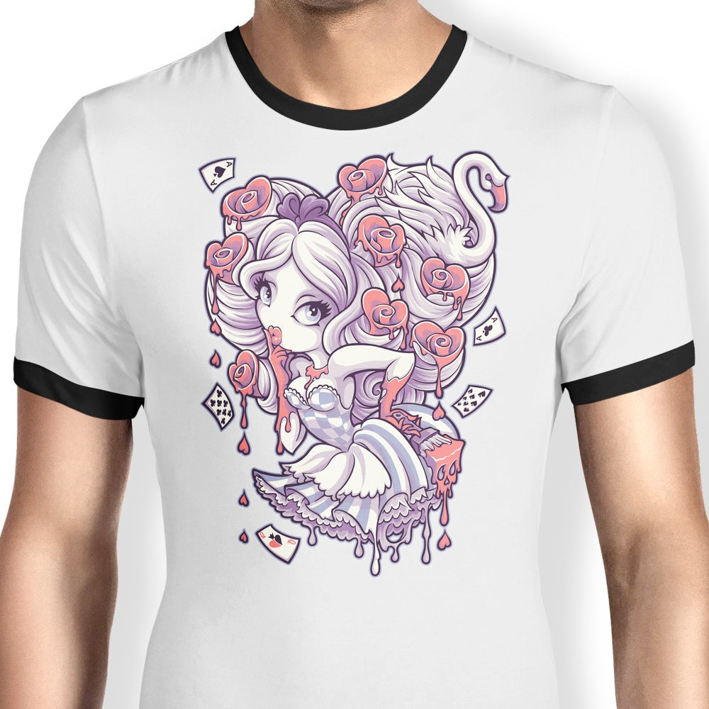 Painting the Roses Red Ringer - Adult & Kids T-Shirts, Sweatshirts & Hoodies apparel design preview 1