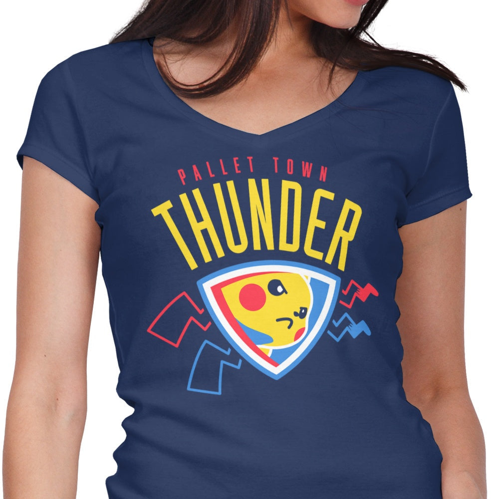 Pallet Town Thunder Women's V-Neck - Adult & Kids T-Shirts, Sweatshirts & Hoodies apparel design preview 1