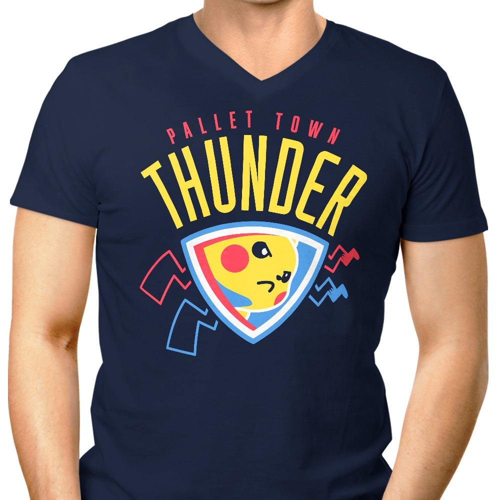 Pallet Town Thunder Men's V-Neck - Adult & Kids T-Shirts, Sweatshirts & Hoodies apparel design preview 1