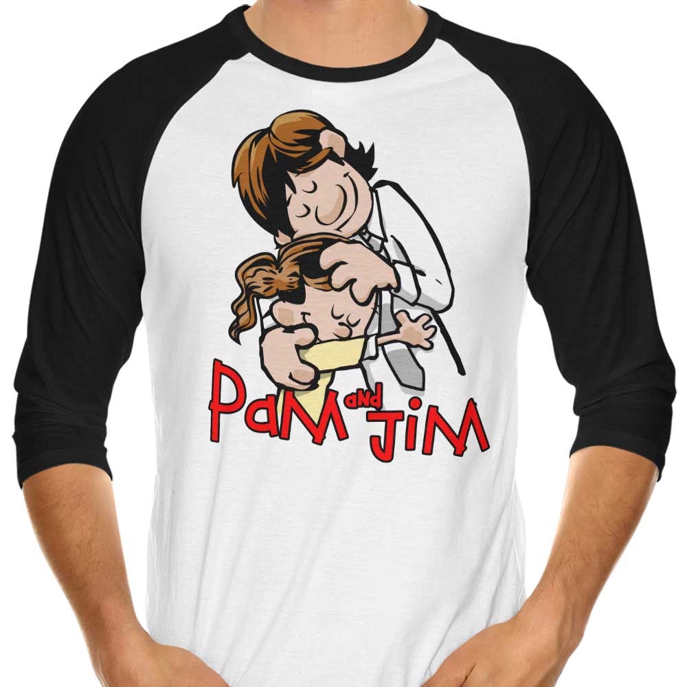 Pam and Jim 3/4 Sleeve Raglan - Adult & Kids T-Shirts, Sweatshirts & Hoodies apparel design preview 1