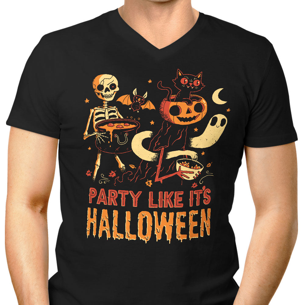 Party Like It's Halloween Men's V-Neck - Adult & Kids T-Shirts, Sweatshirts & Hoodies apparel design preview 1