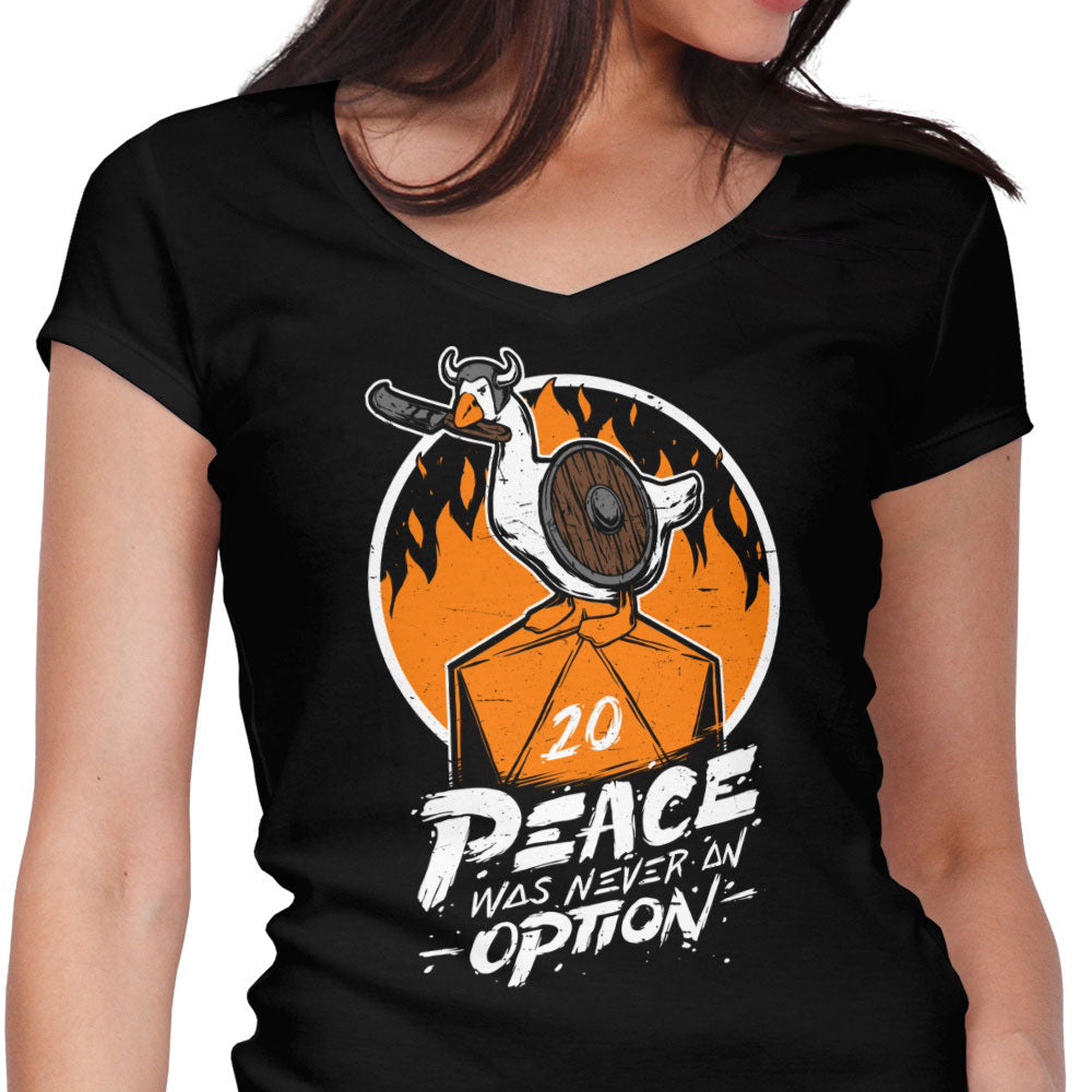 Peace Was Never an Option Women's V-Neck - Adult & Kids T-Shirts, Sweatshirts & Hoodies apparel design preview 1