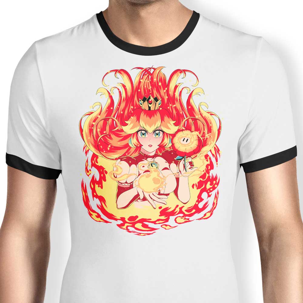 Peach Fire Ringer - Adult & Kids T-Shirts, Sweatshirts & Hoodies apparel design preview 1