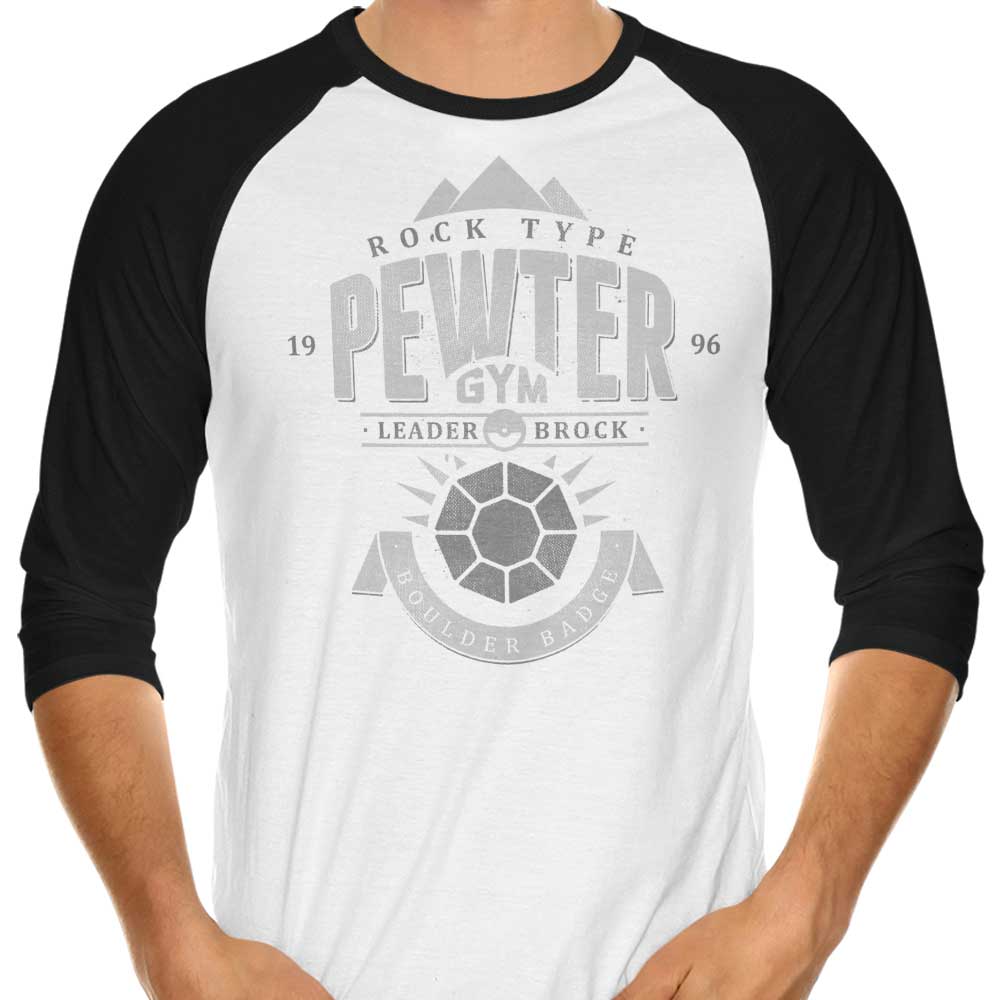 Pewter City Gym 3/4 Sleeve Raglan - Adult & Kids T-Shirts, Sweatshirts & Hoodies apparel design preview 1