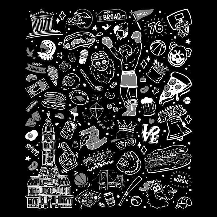 Philly Icons (Black) Men's Apparel - Adult & Kids T-Shirts, Sweatshirts & Hoodies apparel design preview 2