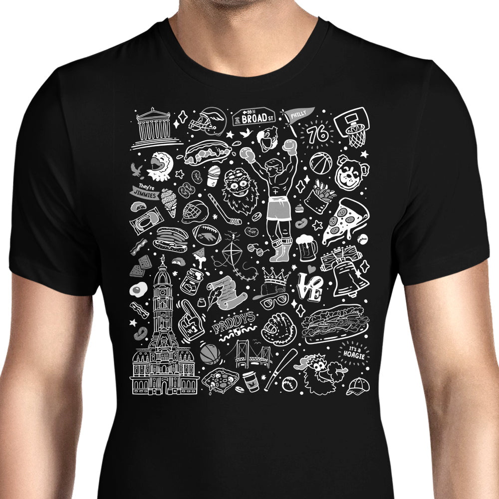 Philly Icons (Black) Men's Apparel - Adult & Kids T-Shirts, Sweatshirts & Hoodies apparel design preview 1