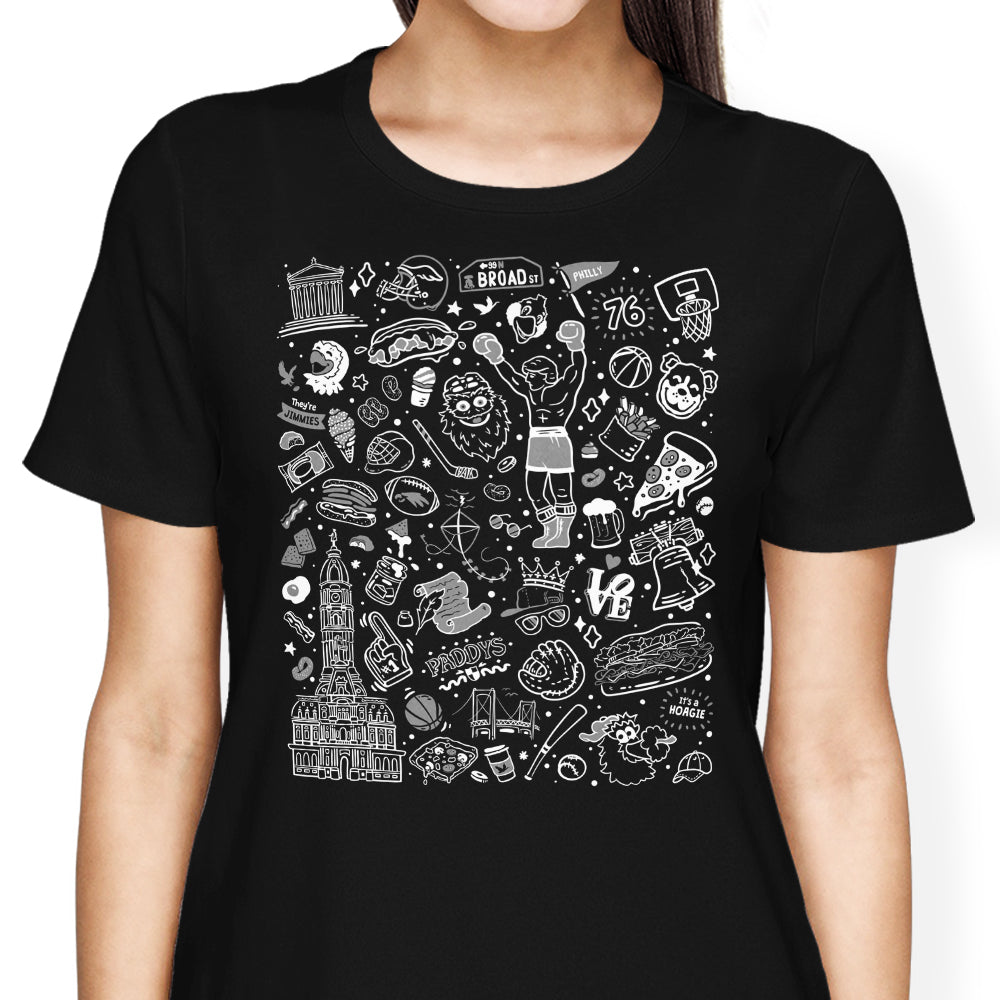 Philly Icons (Black) Women's Apparel - Adult & Kids T-Shirts, Sweatshirts & Hoodies apparel design preview 1