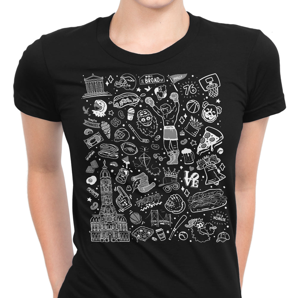Philly Icons (Black) Women's Apparel - Adult & Kids T-Shirts, Sweatshirts & Hoodies apparel design preview 2