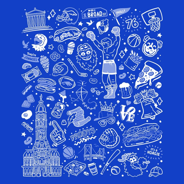Philly Icons (Blue) Men's Apparel - Adult & Kids T-Shirts, Sweatshirts & Hoodies apparel design preview 2