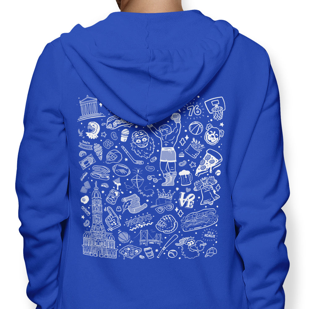 Philly Icons (Blue) - Adult & Kids T-Shirts, Sweatshirts & Hoodies apparel design preview 1