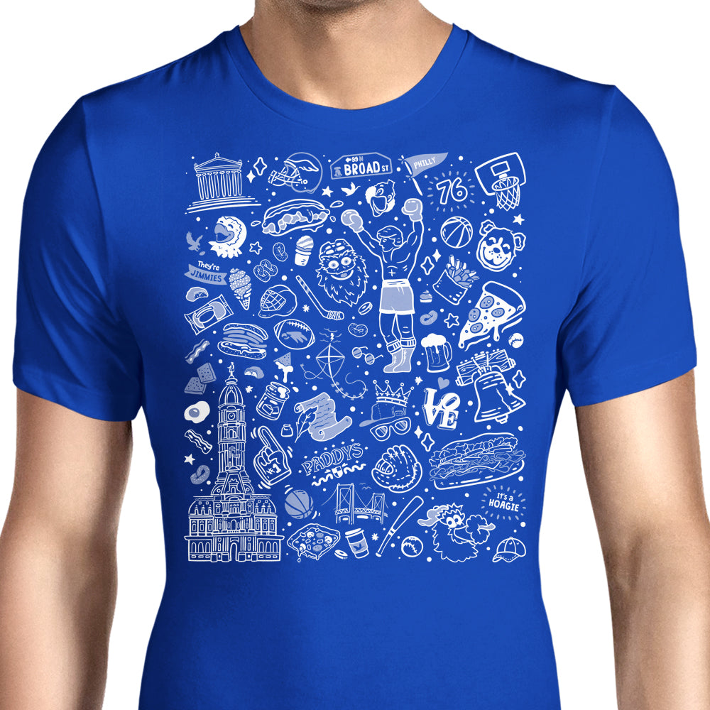 Philly Icons (Blue) Men's Apparel - Adult & Kids T-Shirts, Sweatshirts & Hoodies apparel design preview 1