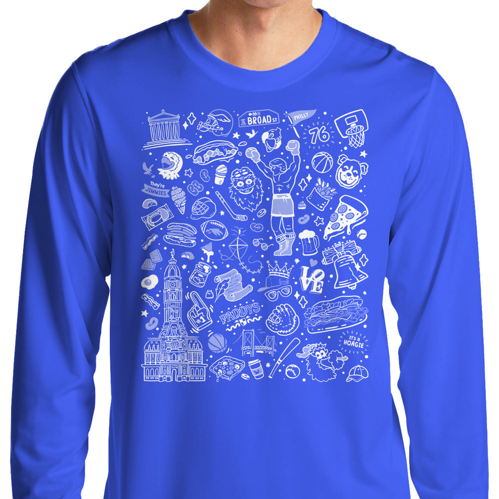 Philly Icons (Blue) - Adult & Kids T-Shirts, Sweatshirts & Hoodies apparel design preview 1