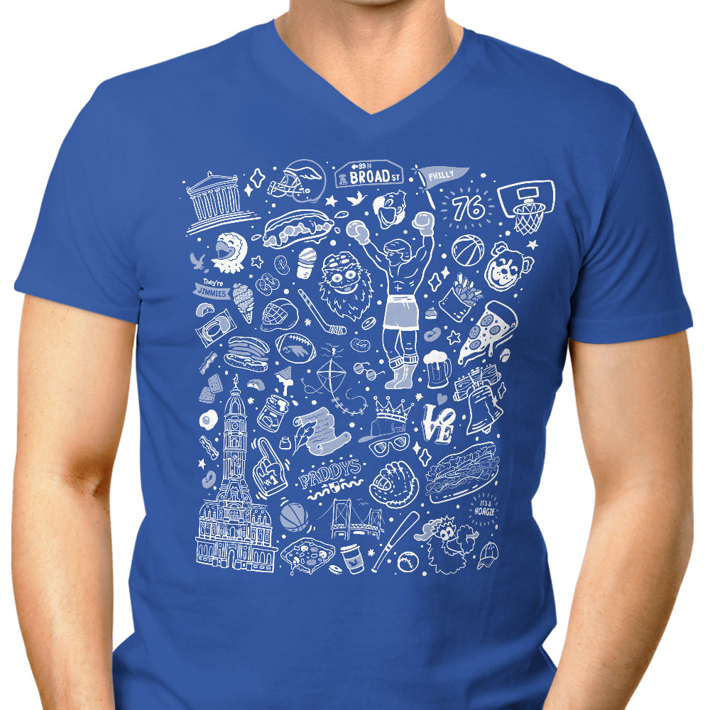 Philly Icons (Blue) Men's V-Neck - Adult & Kids T-Shirts, Sweatshirts & Hoodies apparel design preview 1