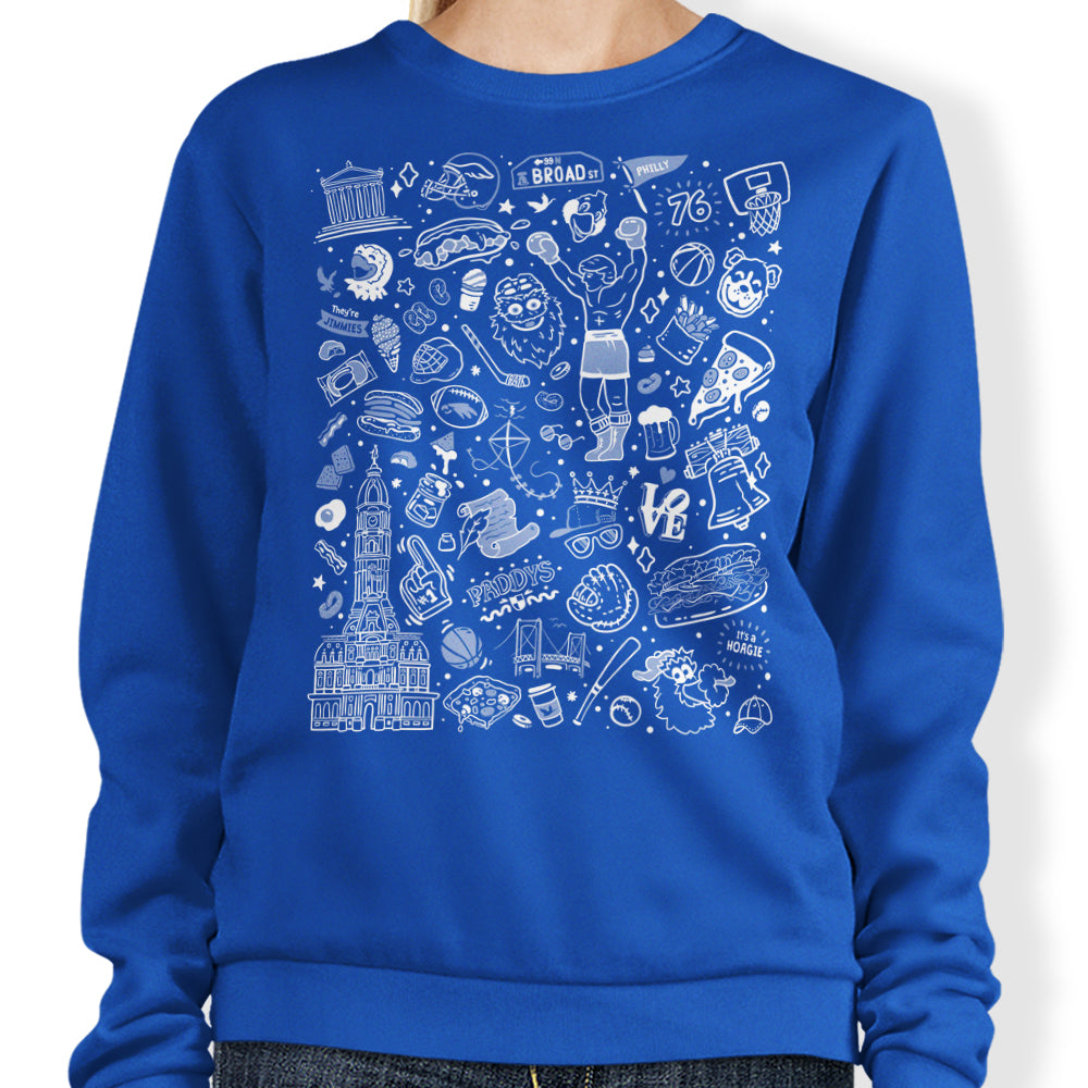 Philly Icons (Blue) - Adult & Kids T-Shirts, Sweatshirts & Hoodies apparel design preview 1