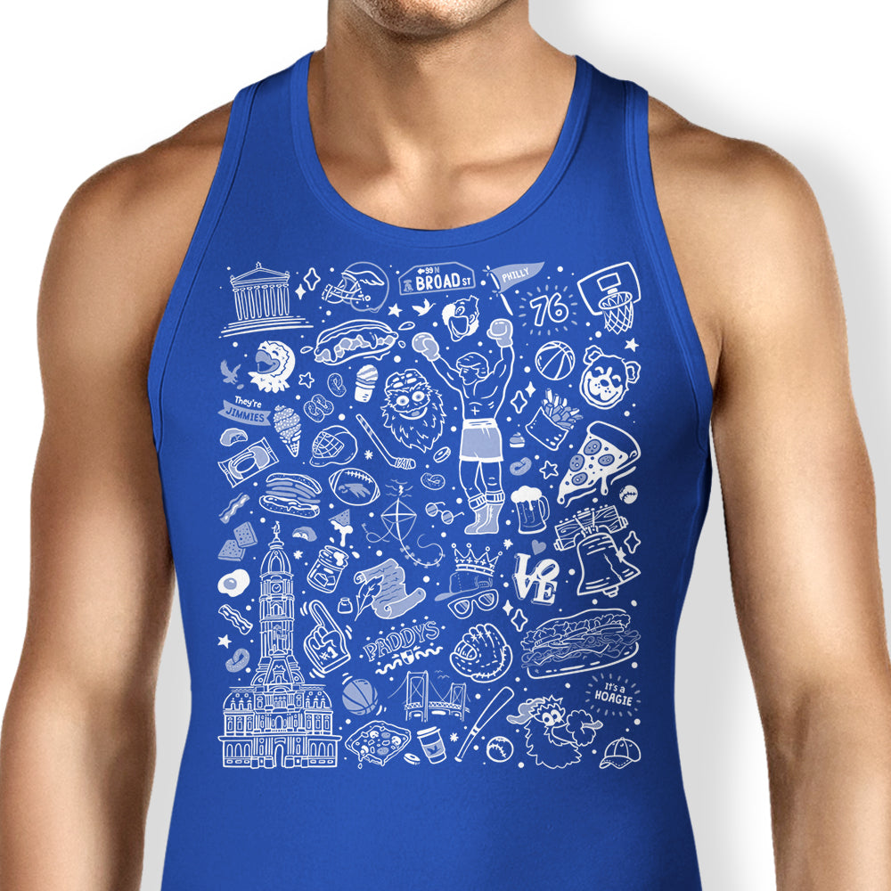 Philly Icons (Blue) Tank Top - Adult & Kids T-Shirts, Sweatshirts & Hoodies apparel design preview 1