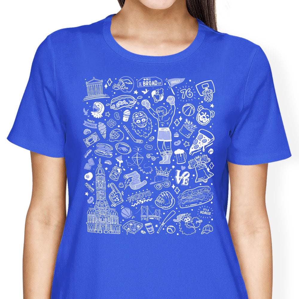 Philly Icons (Blue) Women's Apparel - Adult & Kids T-Shirts, Sweatshirts & Hoodies apparel design preview 1