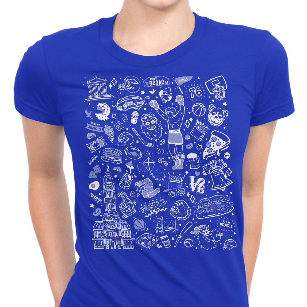 Philly Icons (Blue) Women's Apparel - Adult & Kids T-Shirts, Sweatshirts & Hoodies apparel design preview 2