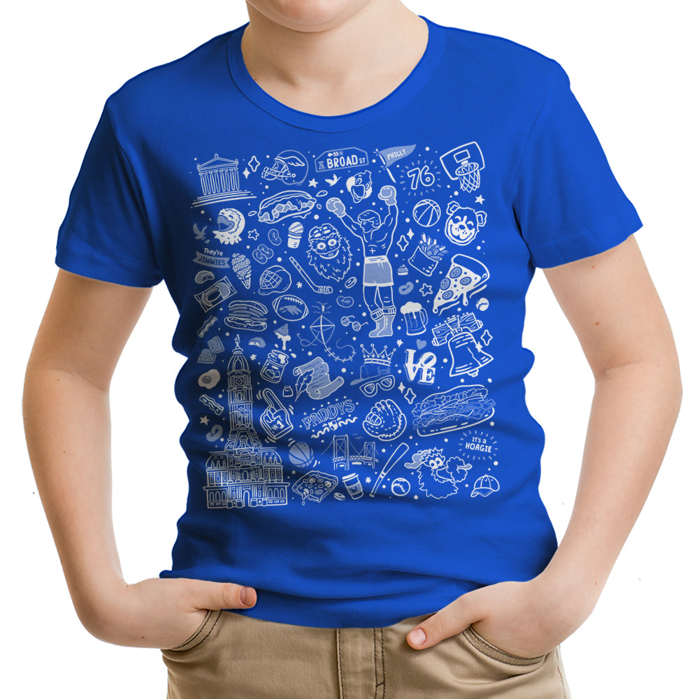 Philly Icons (Blue) Youth Apparel - Adult & Kids T-Shirts, Sweatshirts & Hoodies apparel design preview 1