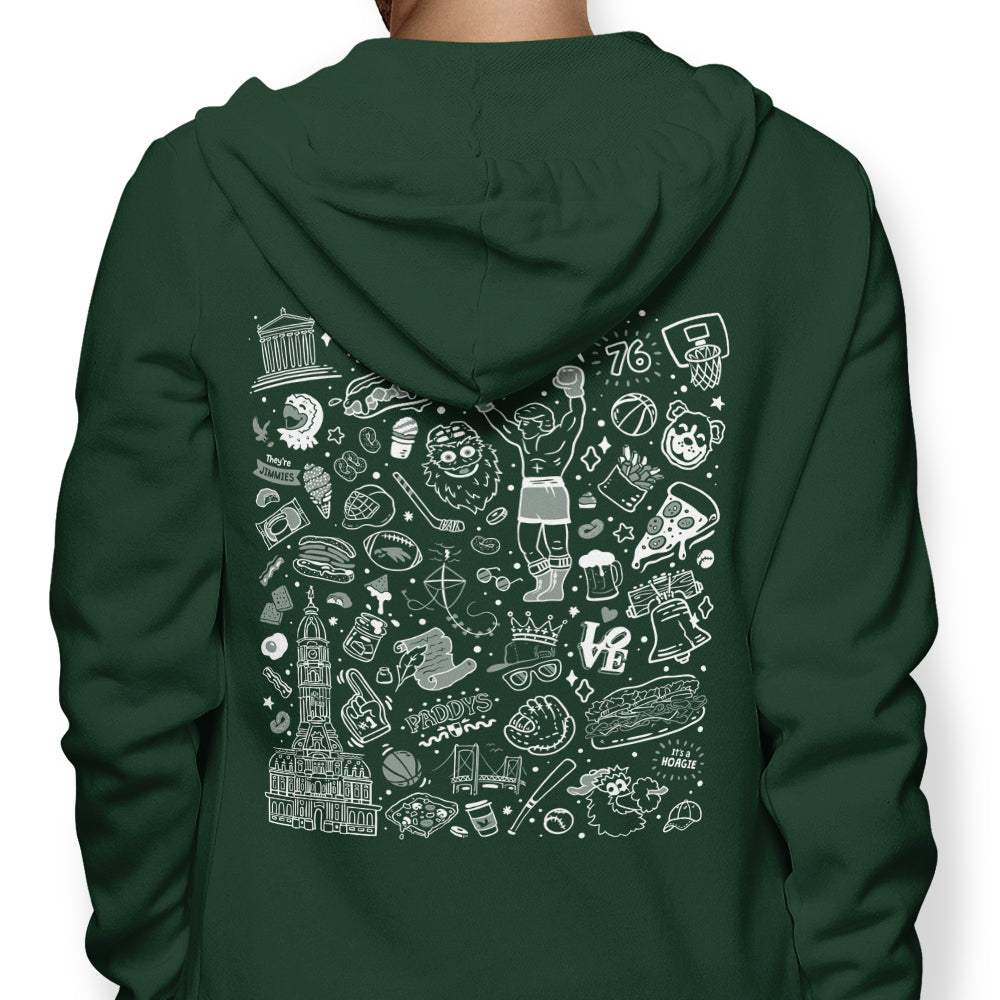 Philly Icons (Dark Green) - Adult & Kids T-Shirts, Sweatshirts & Hoodies apparel design preview 1