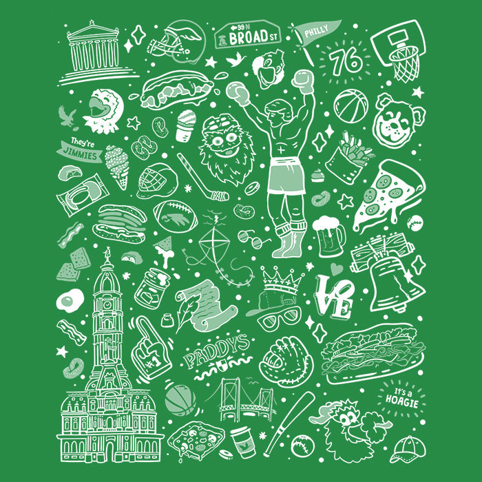 Philly Icons (Green) - Adult & Kids T-Shirts, Sweatshirts & Hoodies apparel design preview 2